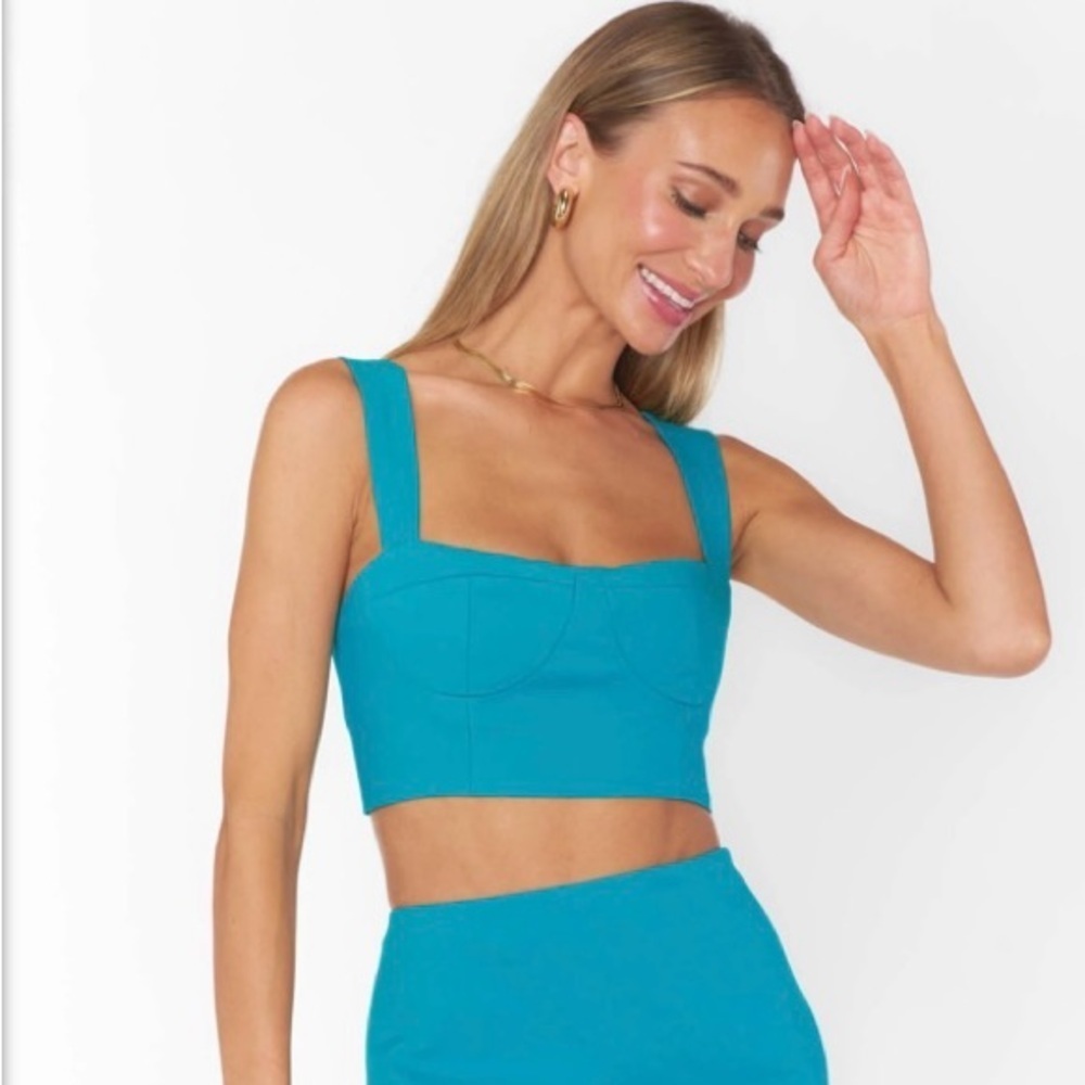 Show Me Your MuMu Sally Crop Top Bustier in Teal Size Medium - Picture 2 of 7